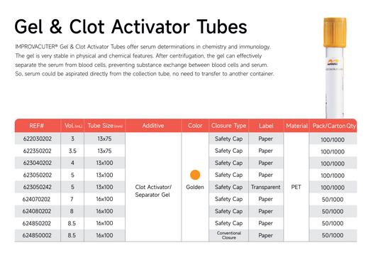 IMPROVACUTER® Gel & Clot Activator Tubes