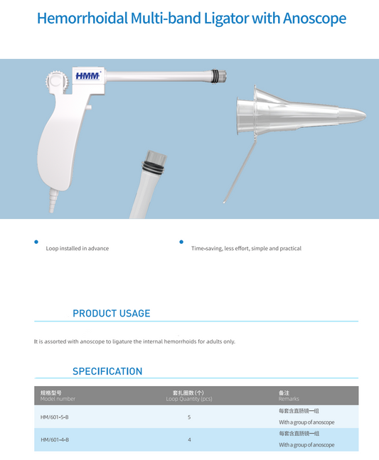 Health Microport Hemorrhoidal Multi-Band Ligator with Anoscope