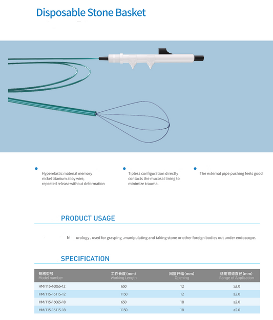 Health Microport Disposable Stone Basket for urology