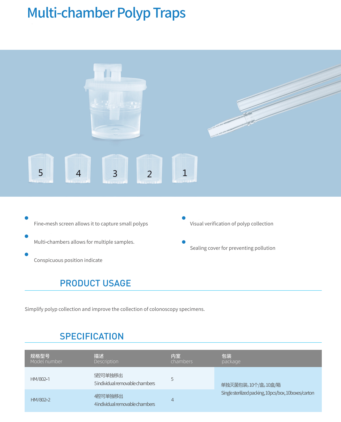Health Microport Disposable Multi-Chamber Polyp Trap